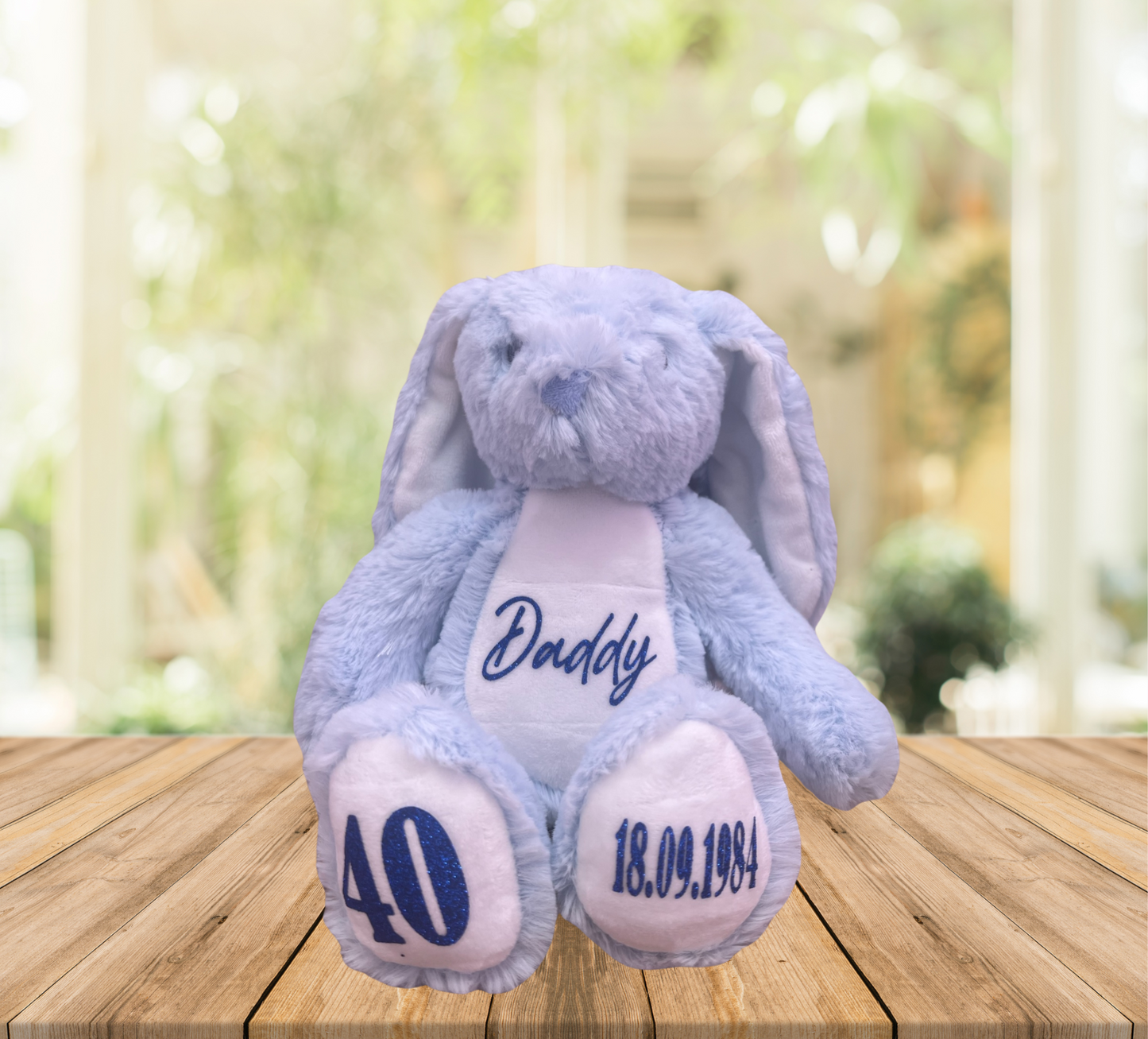 Personalised Birthday Teddy Bear: Custom Name Glitter Print Stuffed Animal