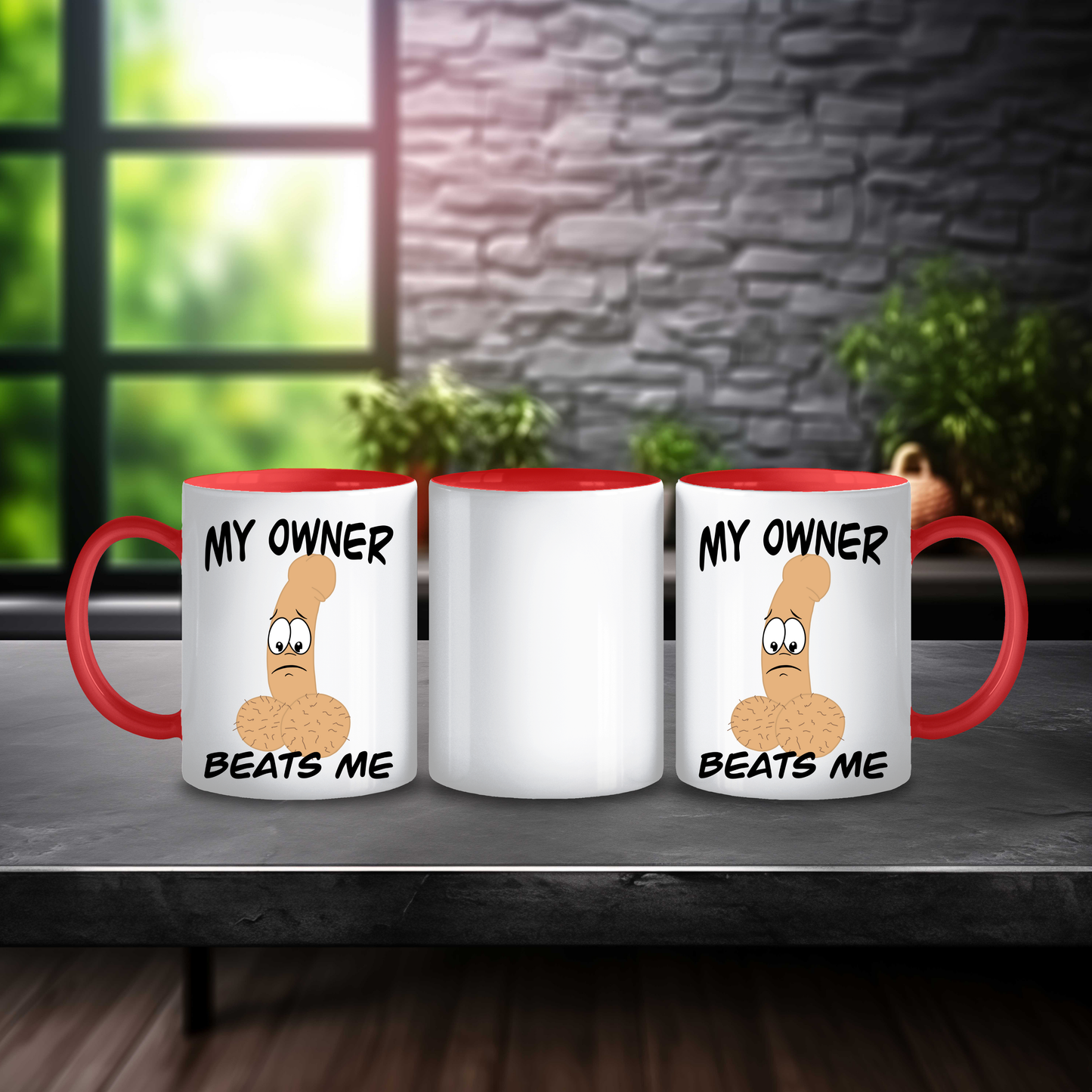 Funny My Owner Beats Me Mug