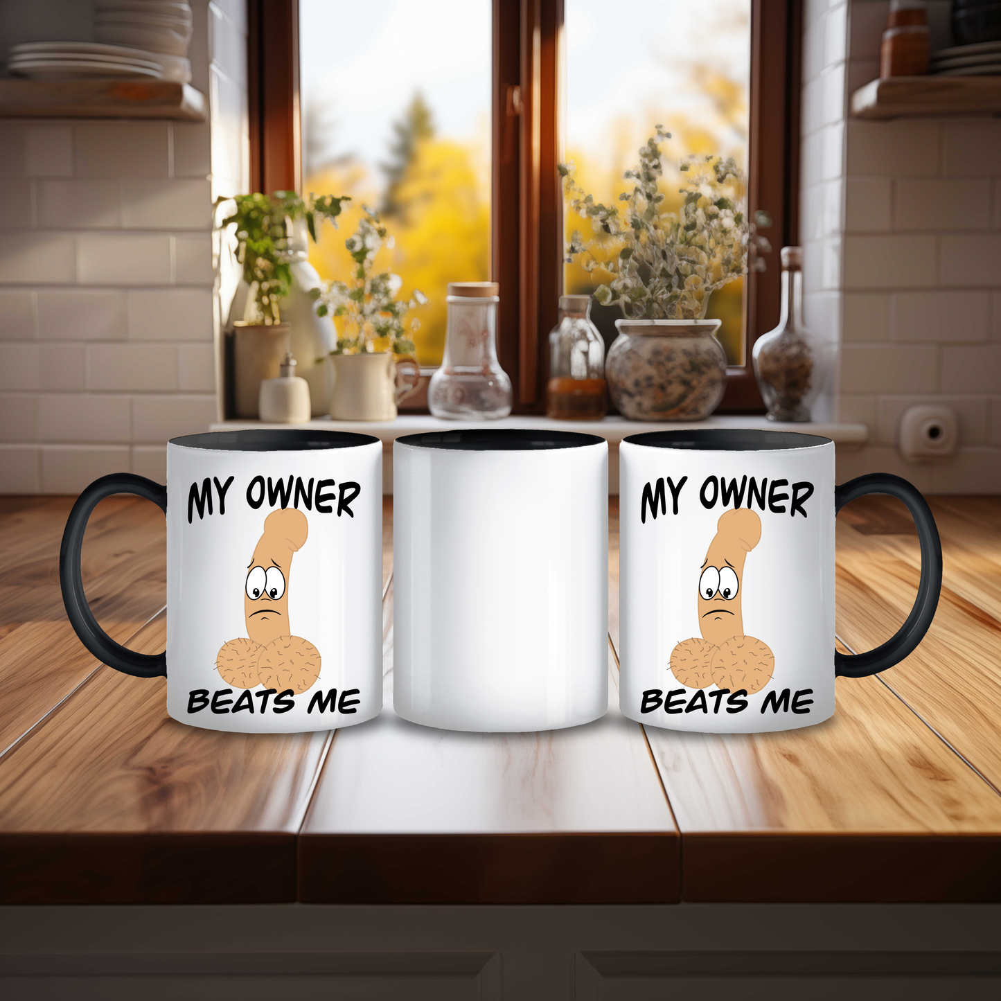 Funny My Owner Beats Me Mug