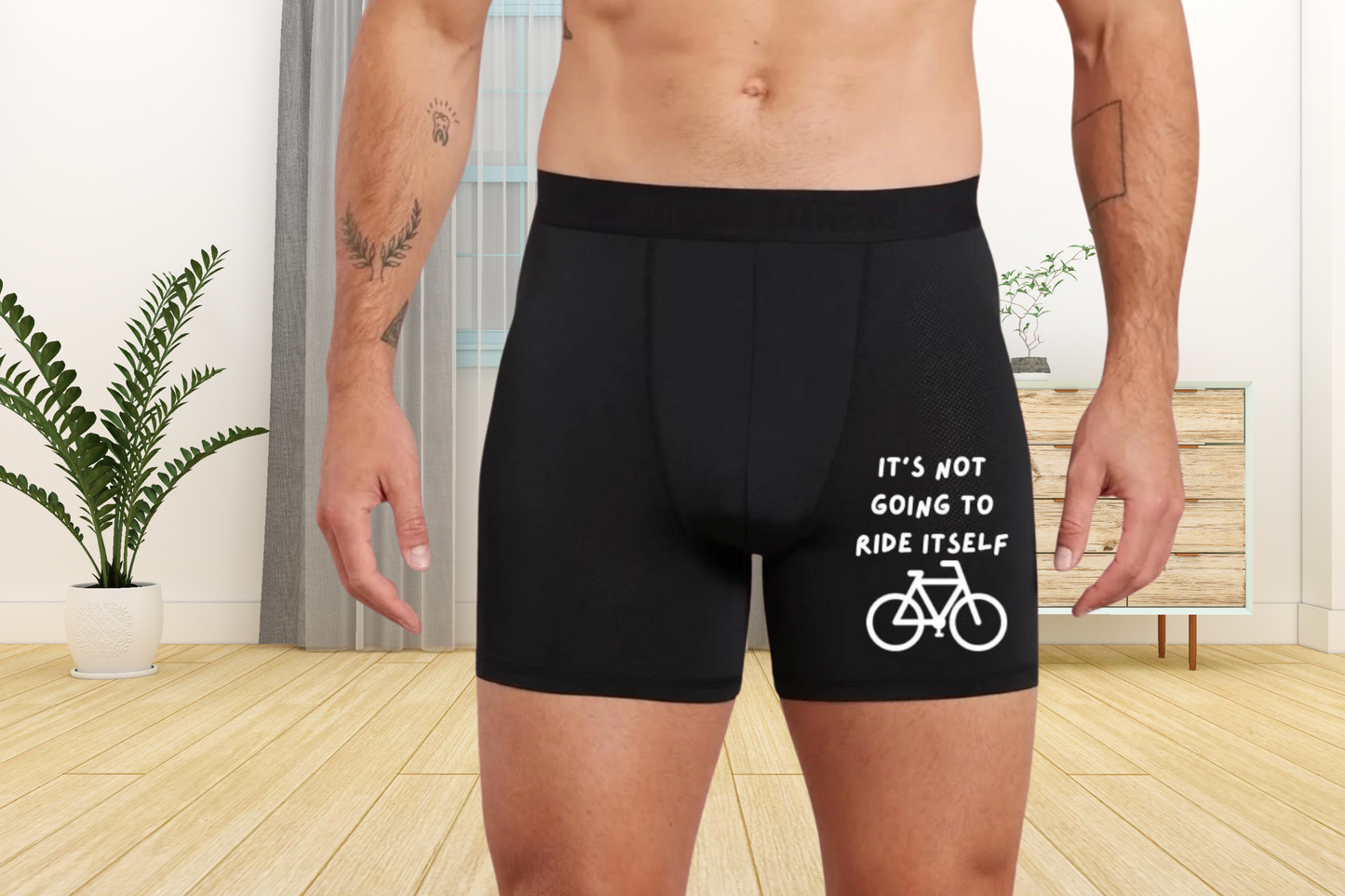Funny 'Won't Ride Itself' Black Boxers