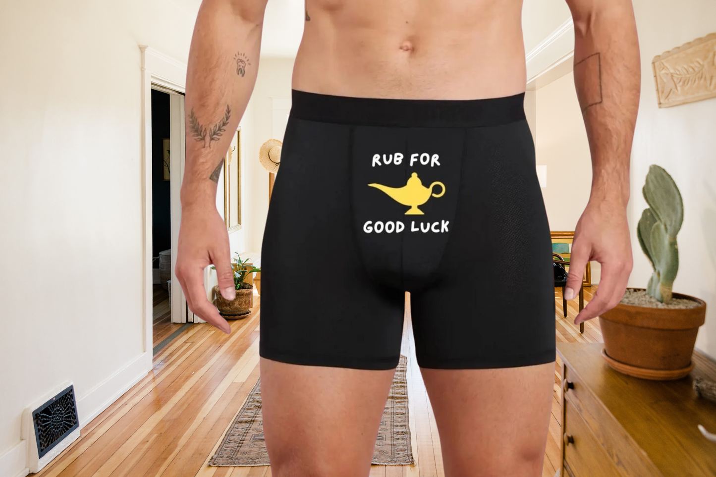 Funny 'Rub for Good Luck' Boxers: Novelty Underwear Gift