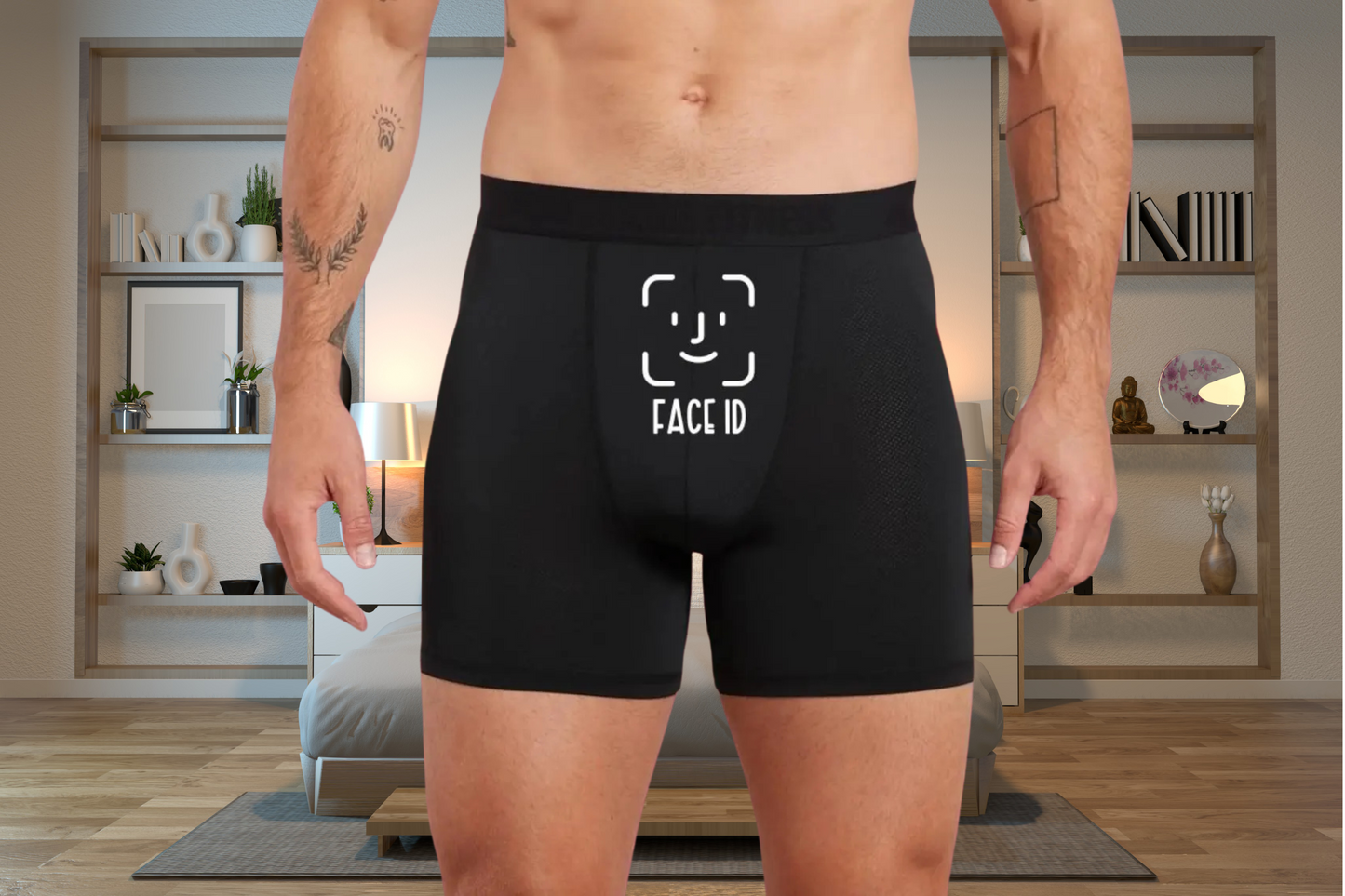 Funny Face ID Black Cotton Boxers