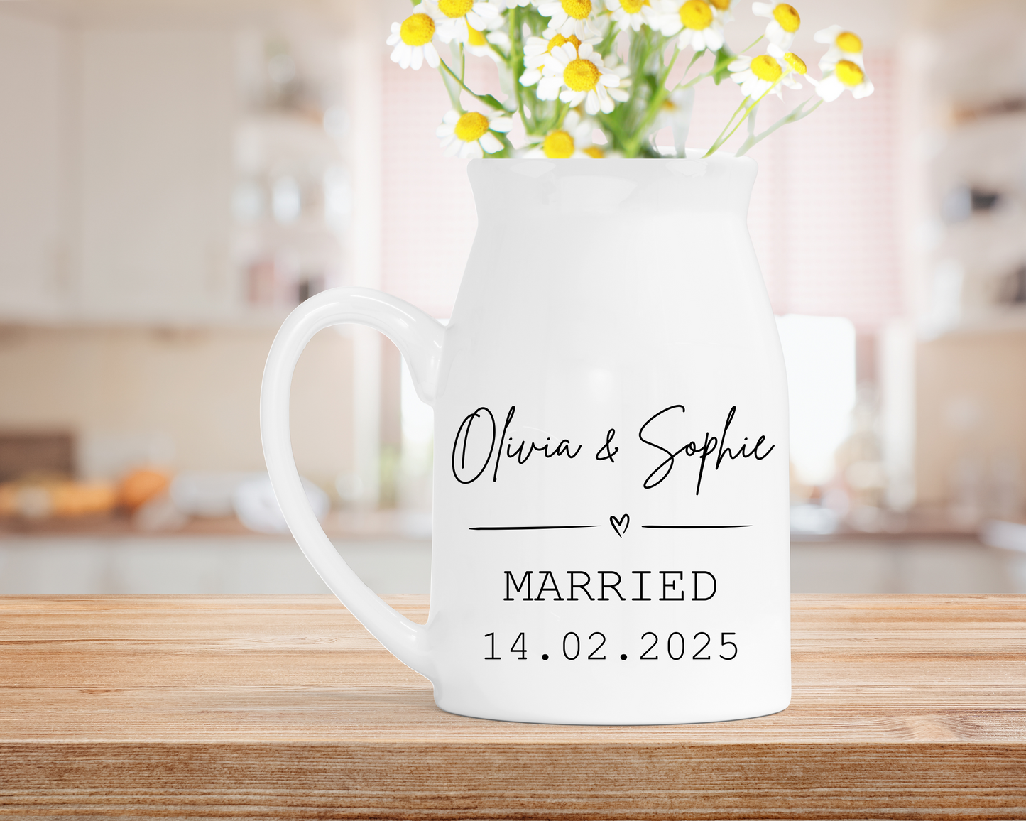 Personalised  Married Ceramic Milk Jug Vase