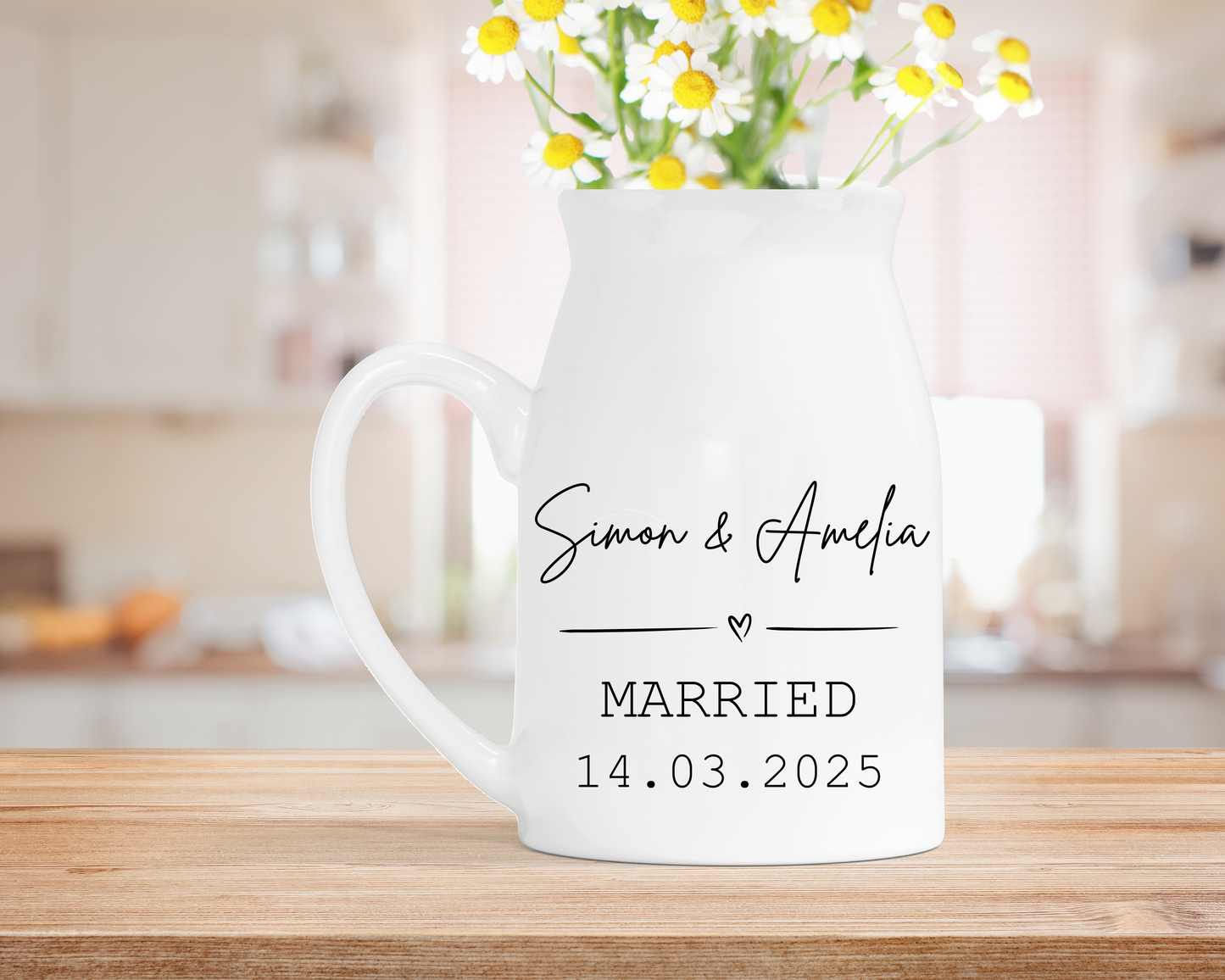 Personalised  Married Ceramic Milk Jug Vase