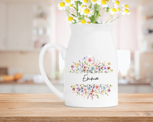 Personalised Floral Milk Jug Vase