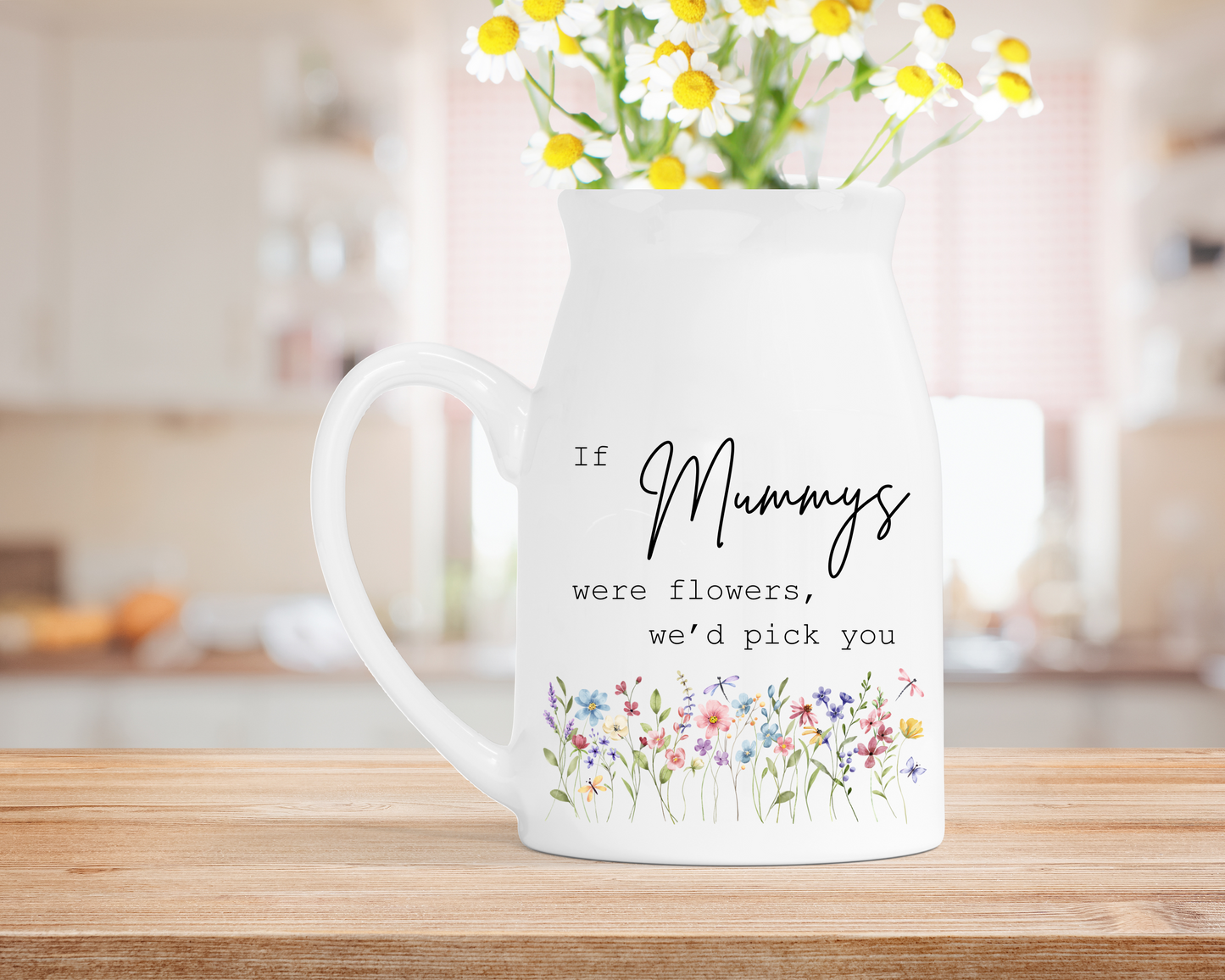 Personalised Ceramic Milk Jug Vase: 'If You Were Flowers' Gift