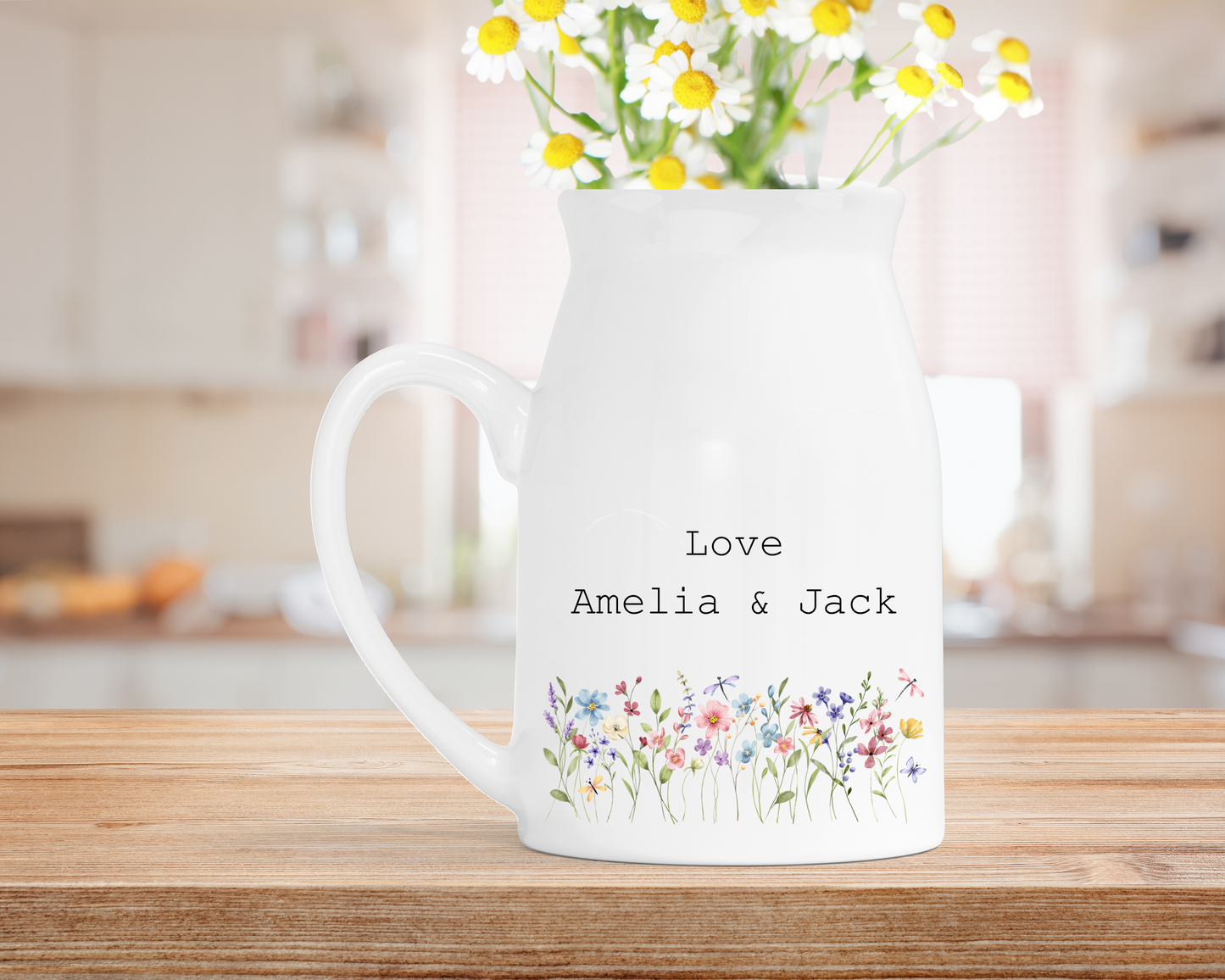 Personalised Ceramic Milk Jug Vase: 'If You Were Flowers' Gift