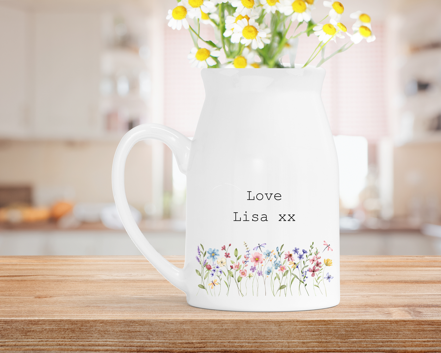 Personalised Ceramic Milk Jug Vase: 'If You Were Flowers' Gift