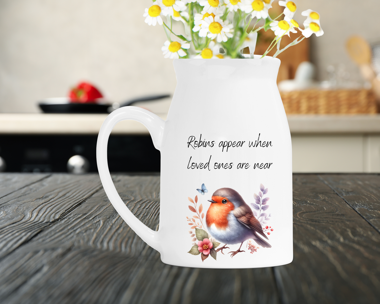 Robin Memorial Milk Jug Vase