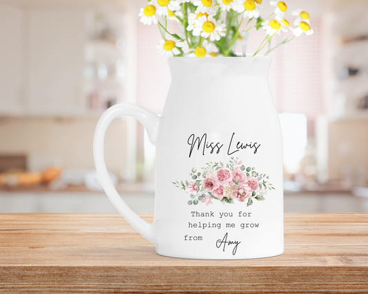 Personalised Teacher Vase – Ceramic Milk Jug